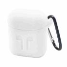 Portable Wireless Bluetooth Earphone Silicone Protective Box Anti-lost Dropproof Storage Bag with Hook for Apple AirPods 1/2(White) - 1