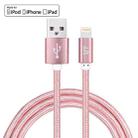 YF-MX02 1m 2.4A MFI Certificated 8 Pin to USB Nylon Weave Style Data Sync Charging Cable(Rose Gold) - 1