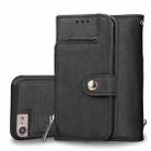 For iPhone SE 2020 & 8 & 7 & 6 & 6s Zipper Earphones Storage Magnetic Frosted Leather Case with Holder & Card Slots & Wallet(Black) - 1