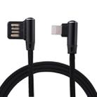 1m 2.4A Output USB to 8 Pin Double Elbow Design Nylon Weave Style Data Sync Charging Cable(Black) - 1