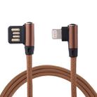 1m 2.4A Output USB to 8 Pin Double Elbow Design Nylon Weave Style Data Sync Charging Cable(Coffee) - 1