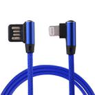 1m 2.4A Output USB to 8 Pin Double Elbow Design Nylon Weave Style Data Sync Charging Cable(Dark Blue) - 1