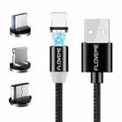 FLOVEME YXF93674 1m 2A 8 Pin + Micro USB + USB-C / Type-C to USB Nylon Magnetic Charging Cable(Black) - 1