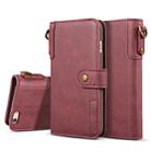 For iPhone SE 2020 & 8 & 7 Retro Cowhide Texture Horizontal Flip Case with Card Slots & Wallet & Holder & Lanyard(Red) - 1