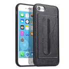 Fierre Shann Full Coverage Protective Leather Case For iPhone SE 2020 & 8 & 7, with Holder & Card Slot(Black) - 1