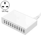 XBX09L 50W 5V 2.4A 10 USB Ports Quick Charger Travel Charger, UK Plug(White) - 1