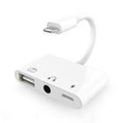 3 in 1 Multi-function 8 Pin + 3.5mm + USB 3.0 OTG to 8 Pin Male Fast Charging & Music Audio & Card Reading Adapter (White) - 1