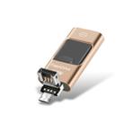 16GB USB 2.0 + 8 Pin + Mirco USB Android iPhone Computer Dual-use Metal Flash Drive (Gold) - 1