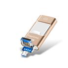 64GB USB 3.0 + 8 Pin + Mirco USB Android iPhone Computer Dual-use Metal Flash Drive (Gold) - 1