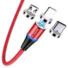 FLOVEME 1m USB-C / Type-C + Micro USB + 8 Pin to USB Round Head Magnetic 3A Fast Charging & Data Cable(Red) - 1
