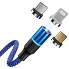 CAFELE 3 In 1 8 Pin + Micro USB + Type-C / USB-C Magneto Series Magnet Charging Data Cable, Length: 1.2m (Blue) - 1