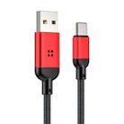 ROCK R6 Type-C / USB-C Metal Braided Smart Music Charging Data Cable, Length: 1m (Red) - 1