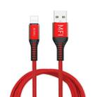 WIWU MFI WP202 1.2m 2.4A USB to 8 Pin Gear Data Sync Charging Cable (Red) - 1
