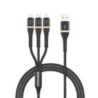 WIWU Elite Series ED-104 3 in 1 2.4A USB to 8 Pin + USB-C / Type-C + Micro USB Interface Nylon Braided Fast Charging Data Cable, Cable Length: 1.2m - 1