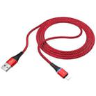 Borofone BU25 1.2m 2.4A USB to 8 Pin Glory Charging Data Cable for iPhone, iPad(Red) - 1