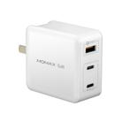 MOMAX UM21UKW 65W 2 x USB-C / Type-C + USB Ports GaN PD Quick Charging Travel Charger Set, with UK / AU / EU Plug(White) - 2