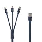 REMAX RC-094TH 1m 2.4A 3 in 1 USB to 8 Pin & USB-C / Type-C & Micro USB  Fast Charging Data Cable(Blue) - 1