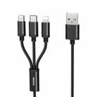 REMAX RC-131TH 1m 2.8A 3 in 1 USB to 8 Pin & USB-C / Type-C & Micro USB Charging Cable(Black) - 1