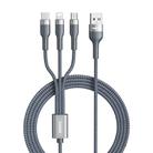 REMAX RC-070TH 1.2m 2A 3 in 1 USB to 8 Pin & USB-C / Type-C & Micro USB Charging Cable(Silver) - 1