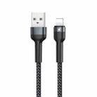 REMAX RC-124i 1m 2.4A USB to 8 Pin Aluminum Alloy Braid Fast Charging Data Cable for iPhone, iPad(Black) - 1