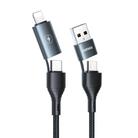 REMAX RC-011 1.2m 2.4A 4-in-1 USB to USB-C / Type-Cx2 + 8 Pin Fast Charging Data Cable(Black) - 1