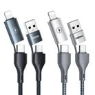 REMAX RC-011 1.2m 2.4A 4-in-1 USB to USB-C / Type-Cx2 + 8 Pin Fast Charging Data Cable(Black) - 2