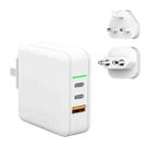 65W USB Ports x 1 + Type-C Port x 2 GaN Portable Mini Fast Charger Travel Charger with UK & US & EU Plug Set (White) - 1