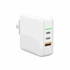 65W USB Ports x 1 + Type-C Port x 2 GaN Portable Mini Fast Charger Travel Charger with UK & US & EU Plug Set (White) - 2