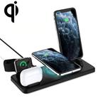 Q720 6 in 1 15W 8 Pin + USB-C / Type-C + USB + 8 Pin Earphone Charging Interface + QI Wireless Charging Multifunctional Wireless Charger with Mobile Phone / Watch Stand Function(Black) - 1
