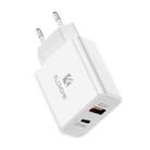 FLOVEME 18W PD + QC 3.0 Dual USB Travel Fast Charger Power Adapter, EU Plug(White) - 1