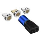 4 in 1 3A 8 Pin & USB-C / Type-C & Micro USB Zinc Alloy Magnetic Charging Head + Micro USB Magnetic Charging Adapter Set(Blue) - 1