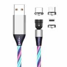 3 in 1 2.4A USB to 8 Pin + Micro USB + USB-C / Type-C 540 Degree Bendable Streamer Magnetic Data Cable, Cable Length: 1m (Colour) - 1