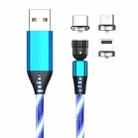 3 in 1 2.4A USB to 8 Pin + Micro USB + USB-C / Type-C 540 Degree Bendable Streamer Magnetic Data Cable, Cable Length: 1m (Blue) - 1