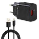 LZ-728 2 in 1 18W QC 3.0 USB Interface Travel Charger + USB to 8 Pin Data Cable Set, EU Plug, Cable Length: 1m(Black) - 1