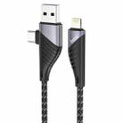 hoco U95 2 in 1 20W 2.4A PD USB-C / Type-C + USB to 8 Pin Freeway Charging Data Cable, Cable Length: 1.2m - 1