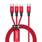 Baseus Rapid Series 20W 3 In 1 USB-C / Type-C to 8Pin + Micro USB + USB-C / Type-C Fast Charging Data Cable, Length: 1.5m(Red) - 1