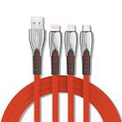 3A 3 in 1 USB to 8Pin + Micro USB + USB-C / Type-C Zinc Alloy Super-fast Charging Cable (Orange) - 1