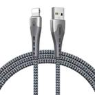 REMAX RC-150i KAWAY Series 1m 2.4A USB to 8 Pin Aluminum Alloy Braid Fast Charging Data Cable (Silver) - 1