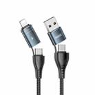 REMAX RC-164 4 in 1 USB + USB-C / Type-C to 8 Pin + USB-C / Type-C Fast Charging Data Cable, Cable Length: 1m(Black) - 1