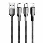 REMAX RC-092th Kingpin Series 3.1A 3 in 1 USB to Micro USB + Type-C + 8 Pin Charging Cable, Cable Length: 1.2m(Black) - 1