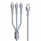 REMAX RC-124th Jany Series 3.1A 3 in 1 USB to Type-C + 8 Pin + Micro USB Charging Cable, Cable Length: 1.2m(Silver) - 1
