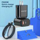 awei PD3 20W PD Type-C + QC 3.0 USB Interface Fast Charging Travel Charger with Data Cable, US Plug - 8