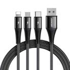 JOYROOM S-1230G4 3A 3 In 1 USB to 8 Pin + Micro USB + Type-C / USB-C Fast Charging Data Cable Length: 1.2m (Black) - 1