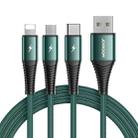 JOYROOM S-1230G4 3A 3 In 1 USB to 8 Pin + Micro USB + Type-C / USB-C Fast Charging Data Cable Length: 1.2m (Green) - 1