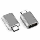 2 PCS SBT-148 USB-C / Type-C Male to USB 3.0 Female Zinc Alloy Adapter(Space Silver) - 1
