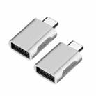 2 PCS SBT-158 USB-C / Type-C Male to USB 3.0 Female Zinc Alloy Adapter(Silver) - 1