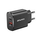 awei PD7 20W QC + PD Fast Charging Travel Charger Power Adapter, EU Plug (Black) - 1