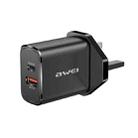 awei PD8 20W QC + PD Fast Charging Travel Charger Power Adapter, UK Plug (Black) - 1