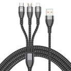 ADC-138 66W 3 in 1 USB to 8 Pin + Micro USB + USB-C / Type-C Fast Charging Braided Data Cable, Cable Length: 1.2m(Black) - 1