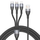 ADC-138 66W 3 in 1 USB to 8 Pin + Micro USB + USB-C / Type-C Fast Charging Braided Data Cable, Cable Length: 1.2m(Grey) - 1